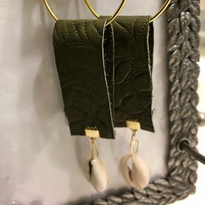 Green Leather Earrings